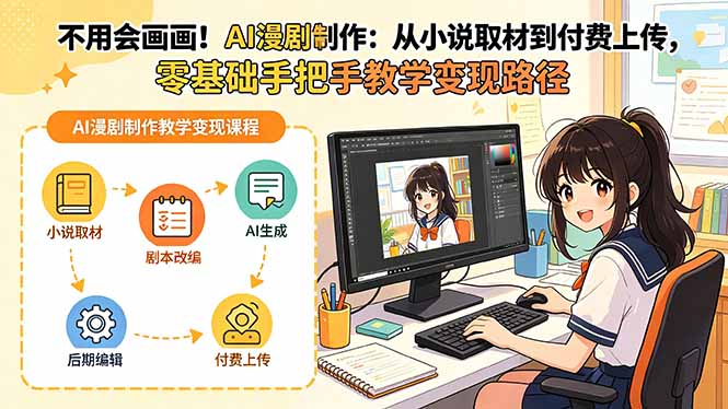 不用会画画！AI漫剧制作：从小说取材到付费上传，零基础手把手教学变现路径-冒泡网