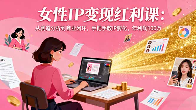 女性IP变现红利课：从赛道分析到商业闭环，手把手教IP孵化，年利润100万-冒泡网