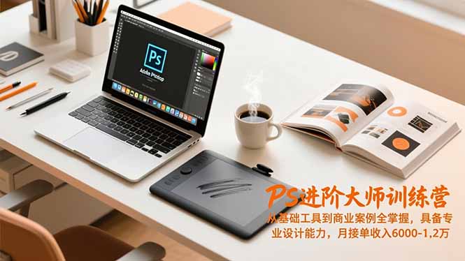 PS进阶大师训练营，从基础工具到商业案例全掌握，具备专业设计能力，月接单收入6000-1.2万-冒泡网