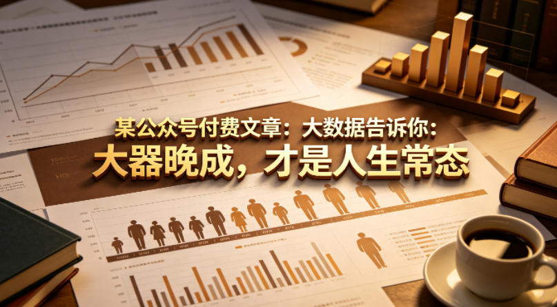 某公众号付费文章：大数据告诉你：大器晚成，才是人生常态-冒泡网