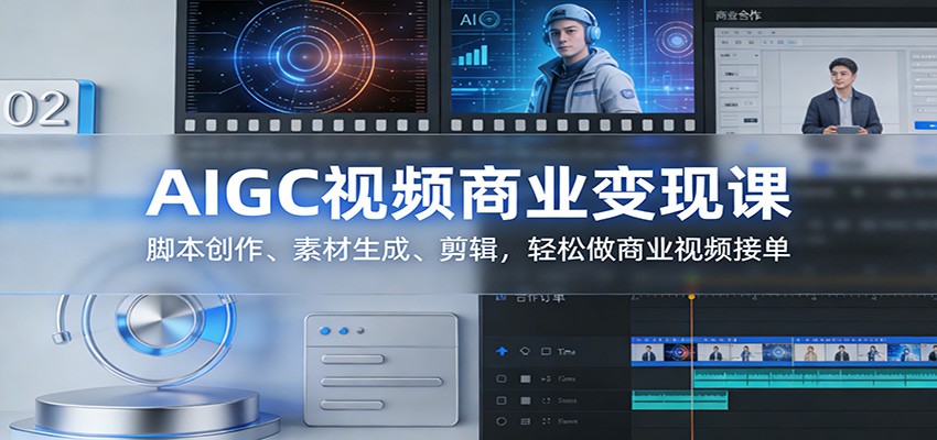 AIGC视频商业变现课：脚本创作、素材生成、剪辑，轻松做商业视频接单-冒泡网