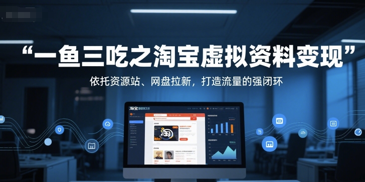 一鱼三吃之淘宝虚拟资料变现，依托资源站、网盘拉新，打造流量的强闭环-冒泡网