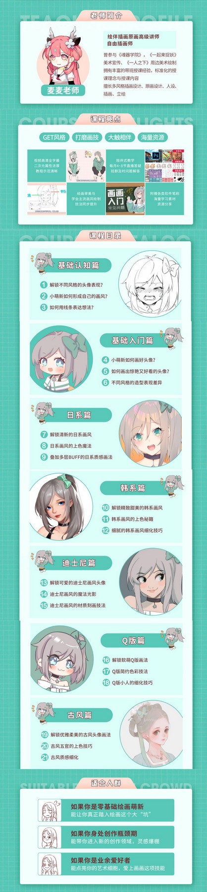 画师萌风格头像板绘入门课程