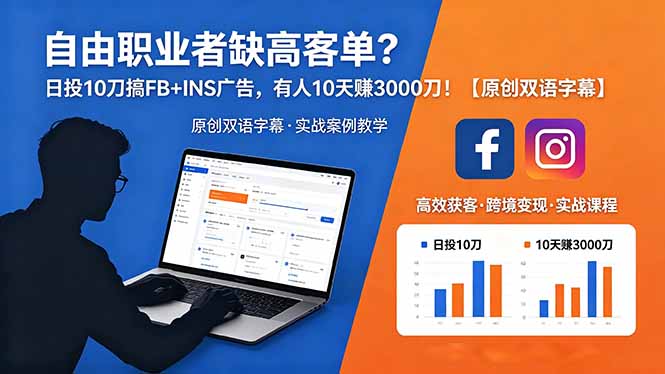 自由职业者缺高客单？日投 10 刀搞 FB+INS 广告，有人 10 天赚 3000 刀！【原创双语字幕】-冒泡网