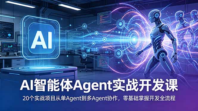 AI智能体Agent实战开发课：20个实战项目从单Agent到多Agent协作，零基础掌握开发全流程-冒泡网