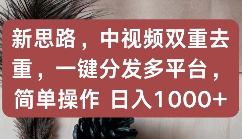 新思路，中视频双重去重，一键分发多平台，简单操作，日入1000+【揭秘】-冒泡网
