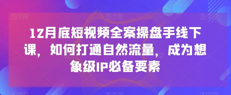 12月底短视频全案操盘手线下课，如何打通自然流量，成为想象级IP必备要素-冒泡网