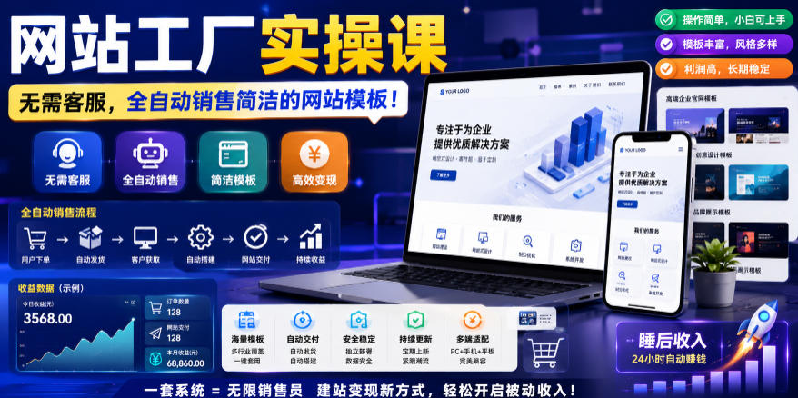 111cca25bbcd9cf69c0f731087554678.jpeg 网站工厂实操课,无需客服,网站模板自动赚钱!【原创双语字幕】