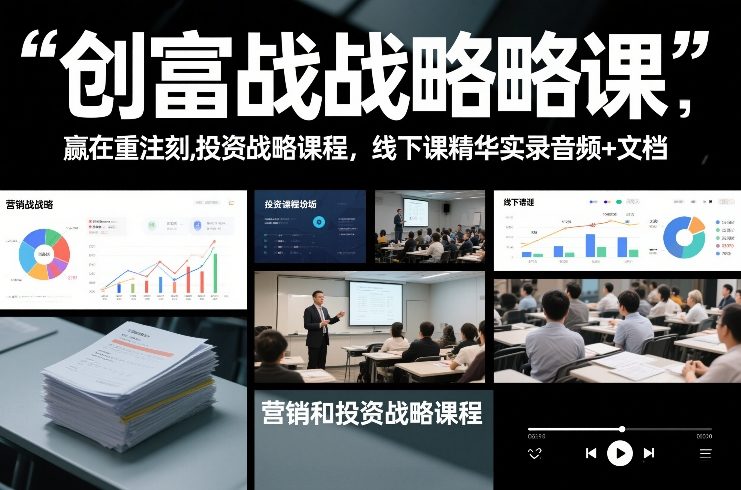 创富战略课，赢在重注时刻，营销和投资战略课程，线下课精华实录音频+文档-冒泡网