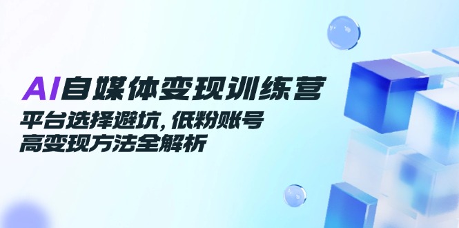 AI自媒体变现训练营，平台选择避坑，低粉账号高变现方法全解析-冒泡网
