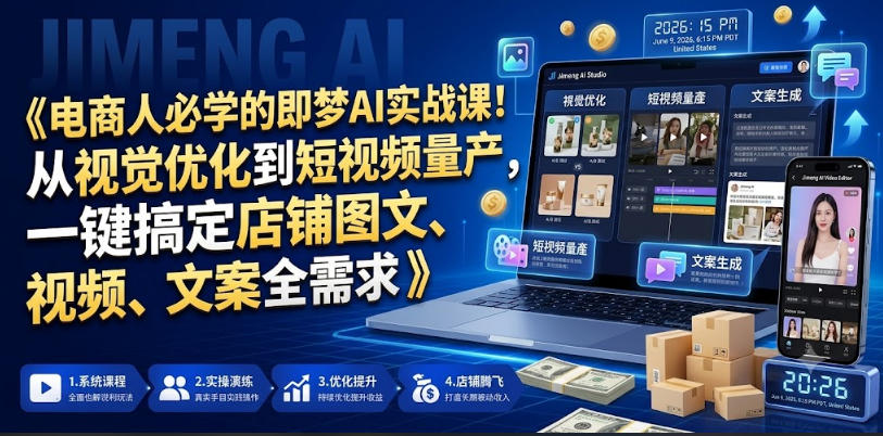 1325ee6cb7901f71683a1df2e647b127.jpeg 电商人必学的即梦AI实战课!从视觉优化到短视频量产,一键搞定店铺图文、视频、文案全需求