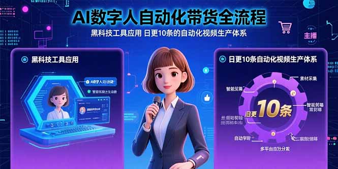 AI数字人自动化带货全流程：黑科技工具应用 日更10条的自动化视频生产体系-冒泡网