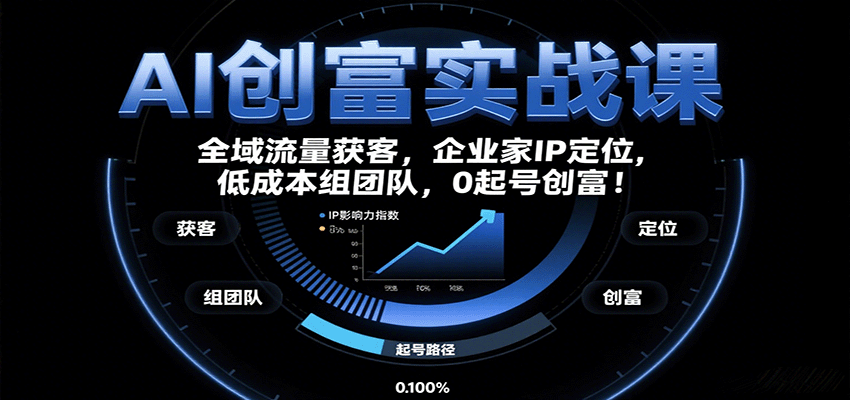 AI创富实战课：企业家IP定位，全域流量获客，低成本组团队，0起号创富！-冒泡网