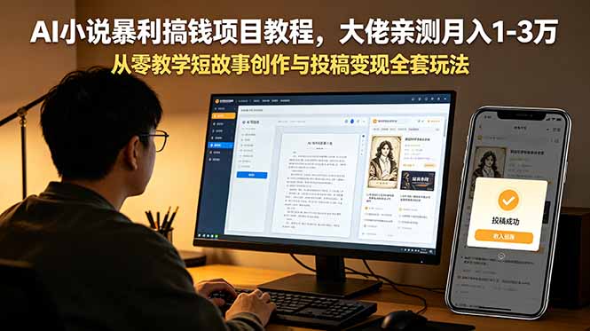 AI小说暴利搞钱项目教程，大佬亲测月入1-3万，从零教学短故事创作与投稿变现全套玩法-冒泡网