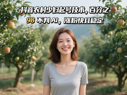 抖音农村少妇起号技术，百分之98不判AI，涨粉快且稳定-冒泡网