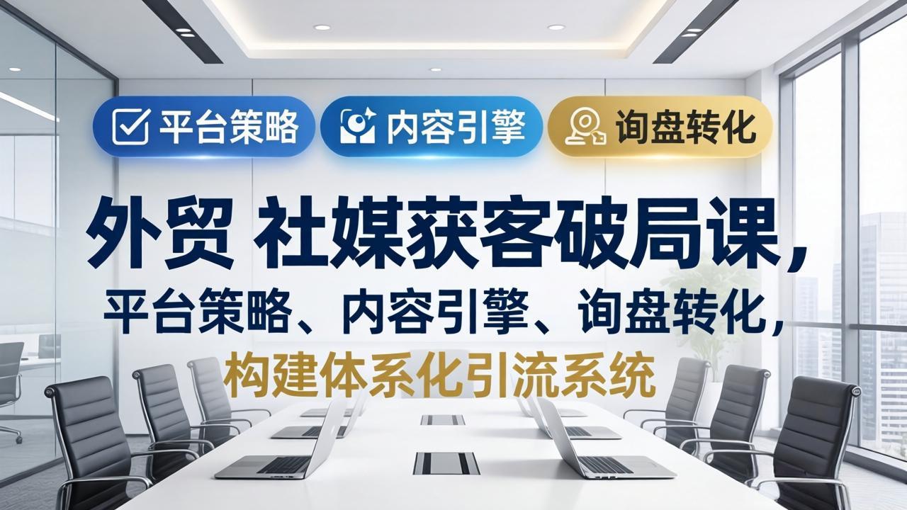 外贸 社媒获客破局课，平台策略、内容引擎、询盘转化，构建体系化引流系统(更新26年3月-冒泡网