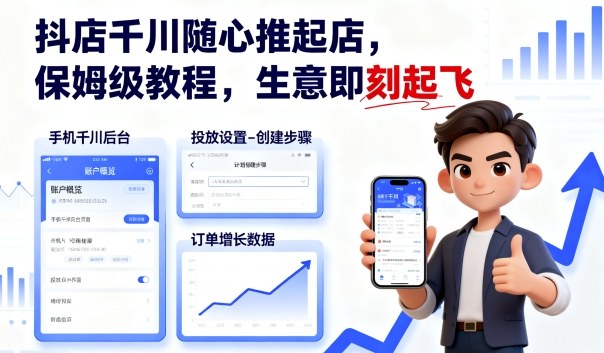 抖店千川随心推起店，保姆级教程，生意即刻起飞-冒泡网