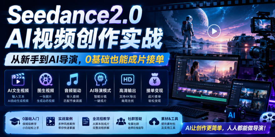 16c44a28c72b4253625d610ba6a5e8ae.jpeg Seedance2.0 AI视频创作实战,从新手到AI导演,0基础也能成片接单变现