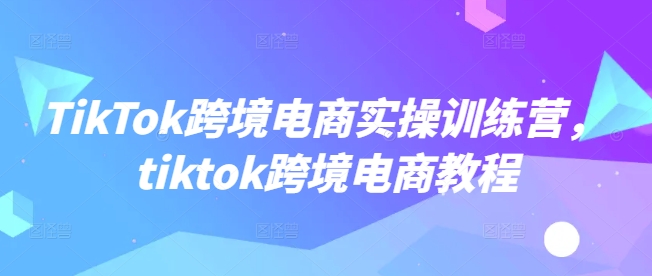 TikTok跨境电商实操训练营，tiktok跨境电商教程-冒泡网