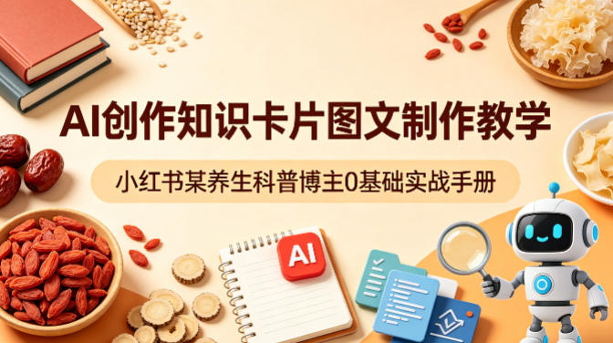 AI创作知识卡片图文制作教学，小红书某养生科普博主0基础实战手册-冒泡网
