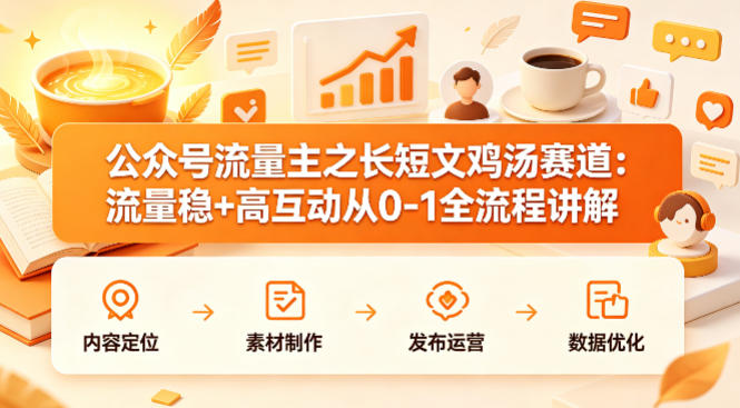 公众号流量主之长短文鸡汤赛道，流量稳+高互动，从0-1全流程讲解-冒泡网