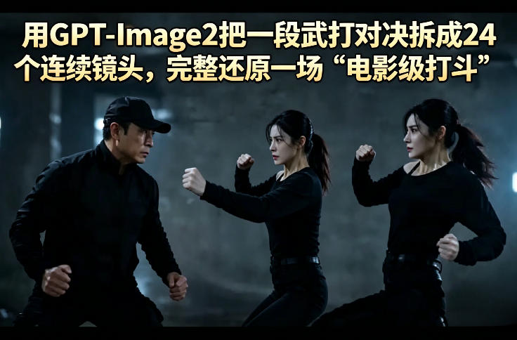 用GPT-Image2把一段武打对决拆成24个连续镜头，完整还原一场“电影级打斗”-冒泡网