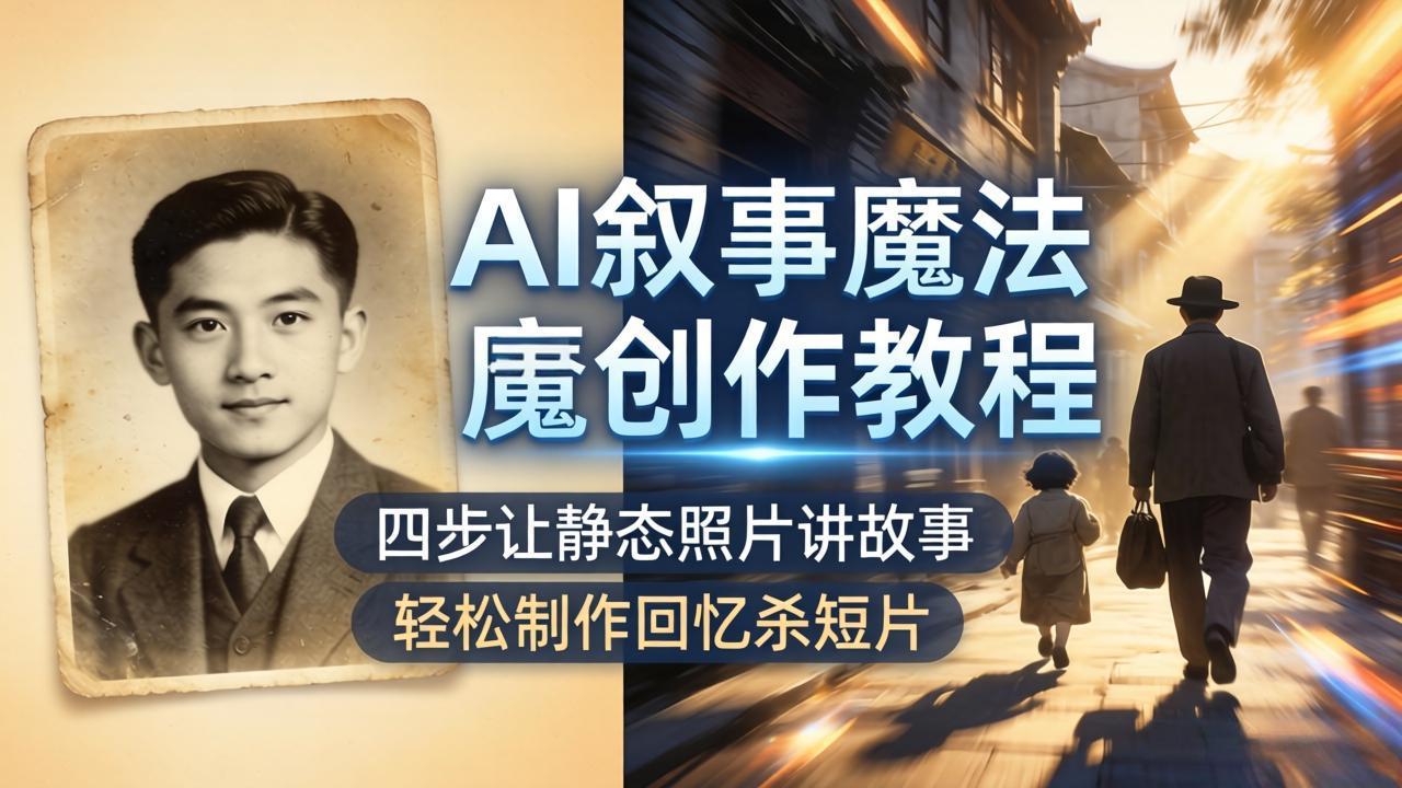 AI叙事魔法创作教程，四步让静态照片讲故事，老照片修复加动态特效，轻松制作回忆杀短片-冒泡网