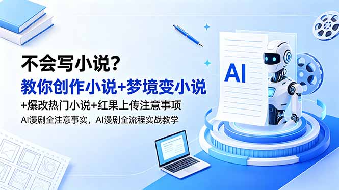 1c32fa0b7a864d3b5471f309dffa20b7.jpeg 不会写小说?教你创作小说+梦境变小说+爆改热门小说+红果上传注意事项,AI漫剧全流程实战教学