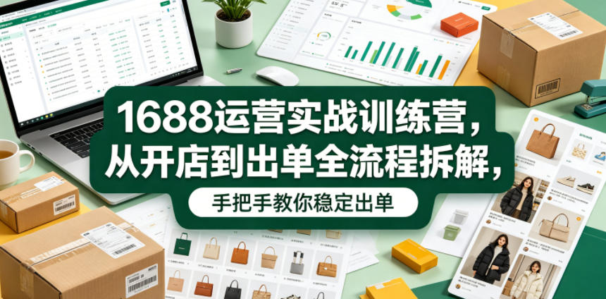 1688运营实战训练营，从开店到出单全流程拆解，手把手教你稳定出单-冒泡网