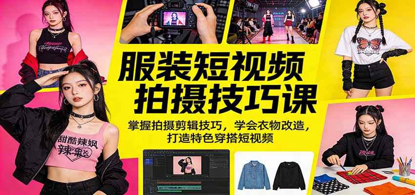 服装短视频拍摄技巧课：掌握拍摄剪辑技巧，学会衣物改造，打造特色穿搭短视频-冒泡网
