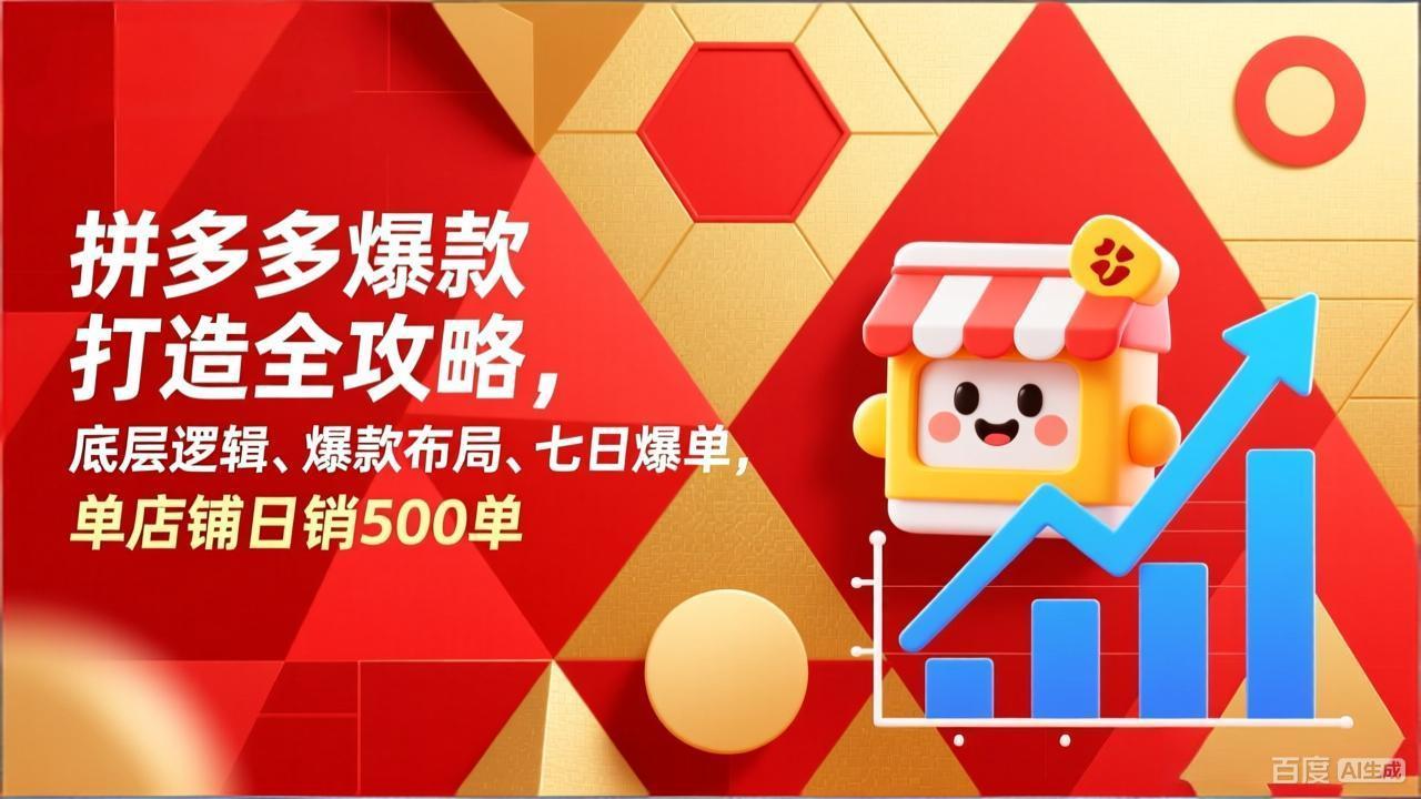 拼多多爆款打造全攻略，底层逻辑、爆款布局、七日爆单，单店铺日销500单-冒泡网