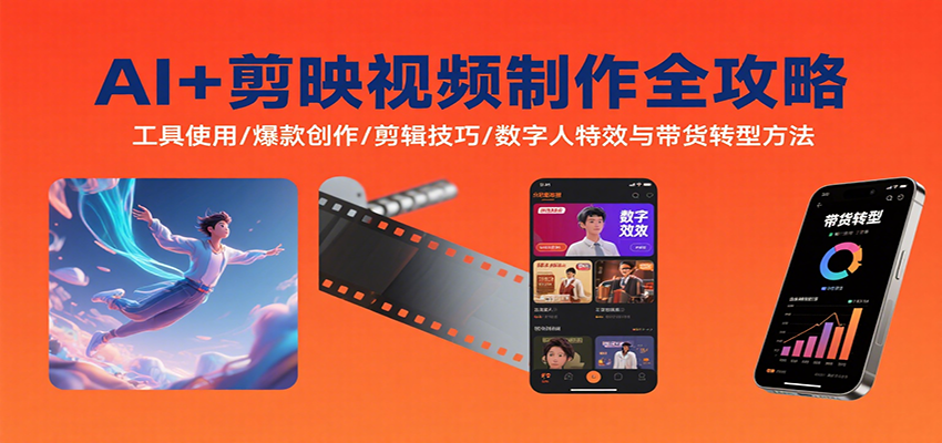 AI+剪映视频制作全攻略：工具使用/爆款创作/剪辑技巧/数字人特效与带货转型方法-冒泡网