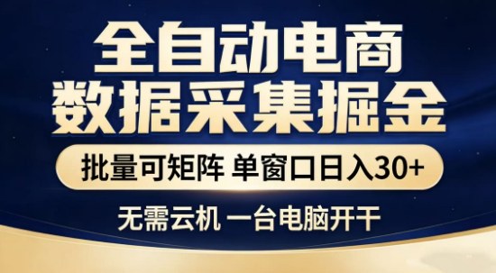 独家电商数据全自动采集项目，批量可矩阵，单窗口轻松日入3张+【揭秘】-冒泡网