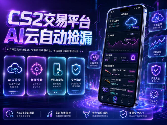 CS2交易平台AI云自动捡漏，多年稳定运行，无需手机，支持任何形式验证，日入300+【揭秘】-冒泡网
