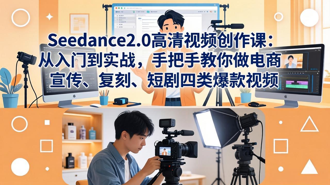 Seedance2.0高清视频创作课：从入门到实战，手把手教你做电商、宣传、复刻、短剧四类爆款视频-冒泡网