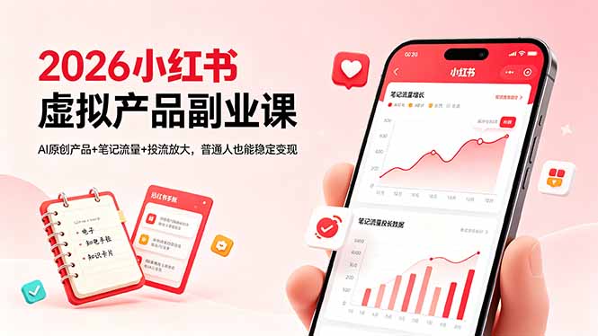 216c08d98c5c1a15b957b6e86bfc3edd.jpeg 2026小红书虚拟产品副业课,AI原创产品+笔记流量+投流放大,普通人也能稳定变现