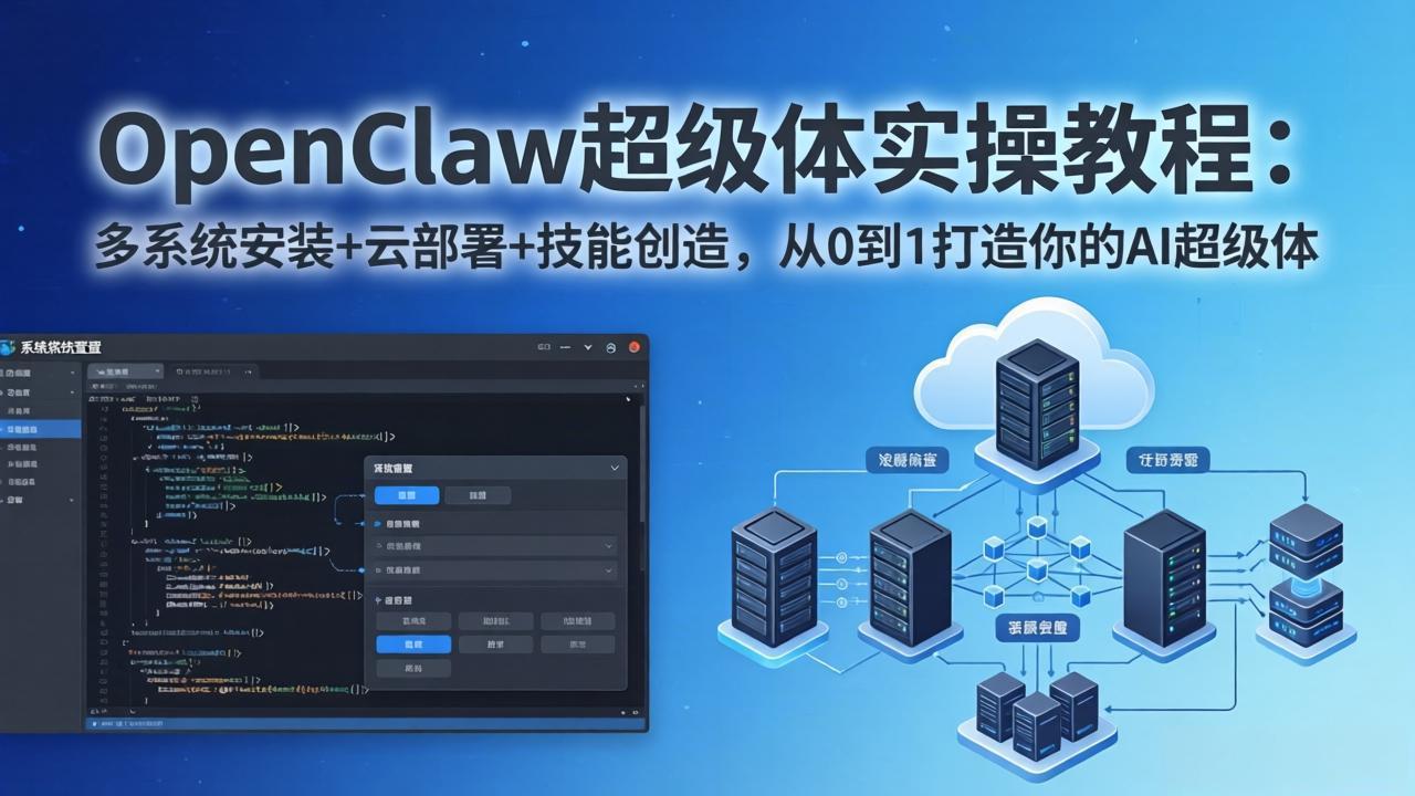 OpenClaw-小龙虾 超级体实操教程：多系统安装+云部署+技能创造，从0到1打造你的AI超级体-冒泡网