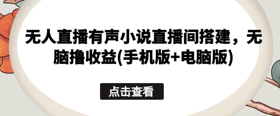 无人直播有声小说直播间搭建，无脑撸收益(手机版+电脑版)-冒泡网