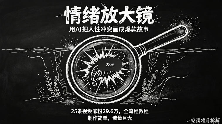 AI制作“情绪放大镜“视频，25条视频涨粉29.6W粉，流量巨大，制作简单，全流程教程-冒泡网