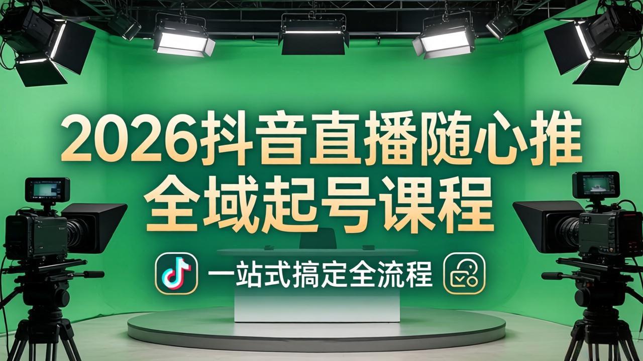 2026抖音直播随心推全域起号课程：一站式搞定直播起号、稳号、放量全流程(更新4月-冒泡网