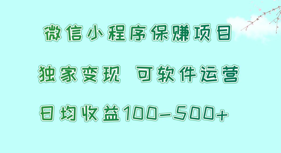 微信小程序保赚项目，日均收益100~500+，独家变现，可软件运营-冒泡网