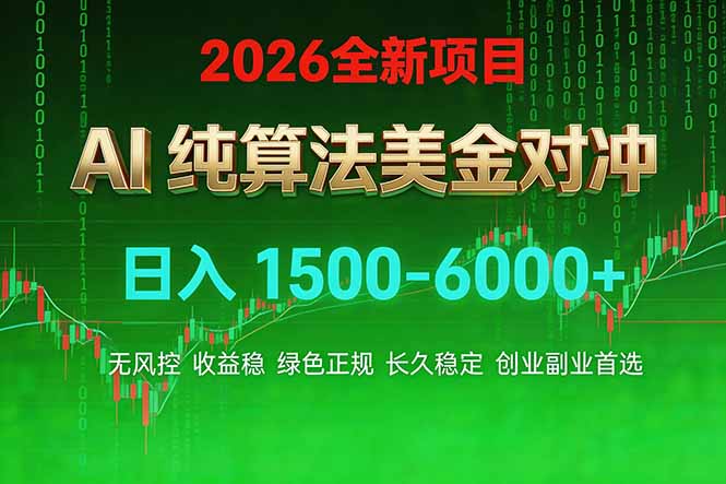 2026 全新美金对冲项目，不套平台赠金，不封号，纯算法对冲，日入 1500-6000+-冒泡网