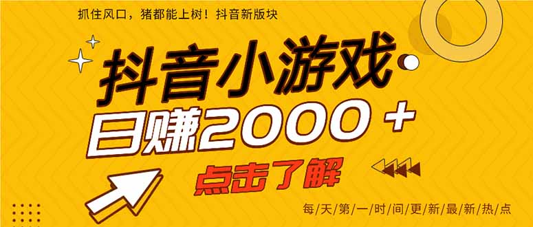 2025年爆火的抖音小游戏项目，一部手机日入2000+-冒泡网