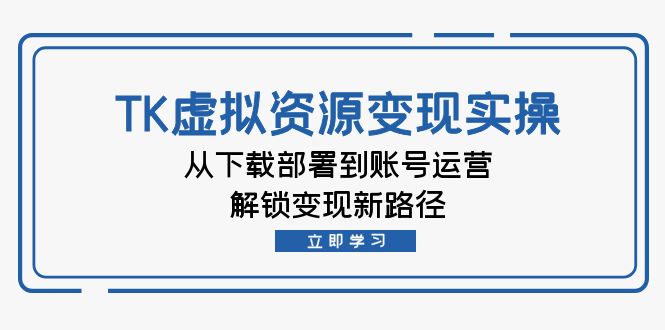 TK虚拟资料变现实操：从下载部署到账号运营，解锁变现新路径-冒泡网