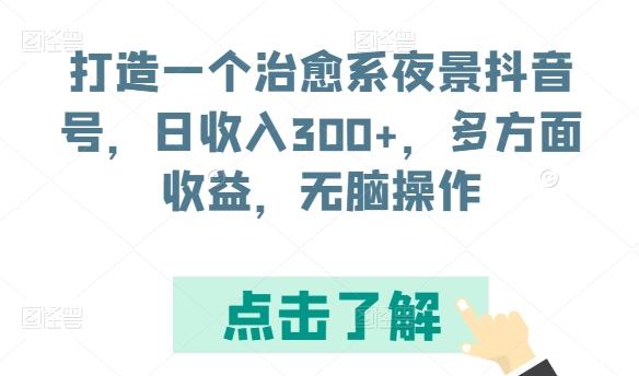 打造一个治愈系夜景抖音号，日收入300+，多方面收益，无脑操作【揭秘】-冒泡网