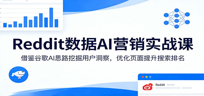 Reddit数据AI营销实战课：借鉴谷歌AI思路挖掘用户洞察，优化页面提升搜索排名-冒泡网