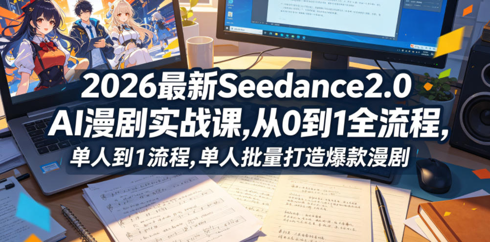 2b284ce9bf6696ce11e7925cb7af2971.jpeg 2026最新Seedance2.0 AI漫剧实战课,,从0到1全流程,单人批量打造爆款漫剧