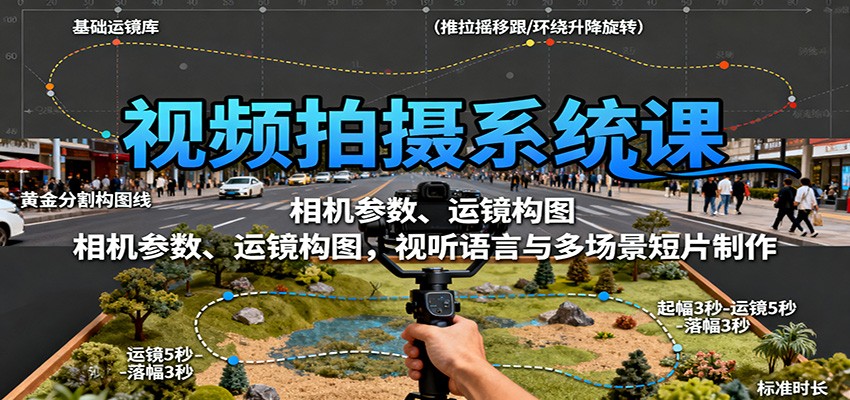 视频拍摄系统课：相机参数、运镜构图，视听语言与多场景短片制作-冒泡网