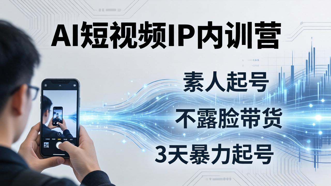 2026AI短视频IP内训营：从素人起号到不露脸带货，3天暴力起号全流程拆解-冒泡网