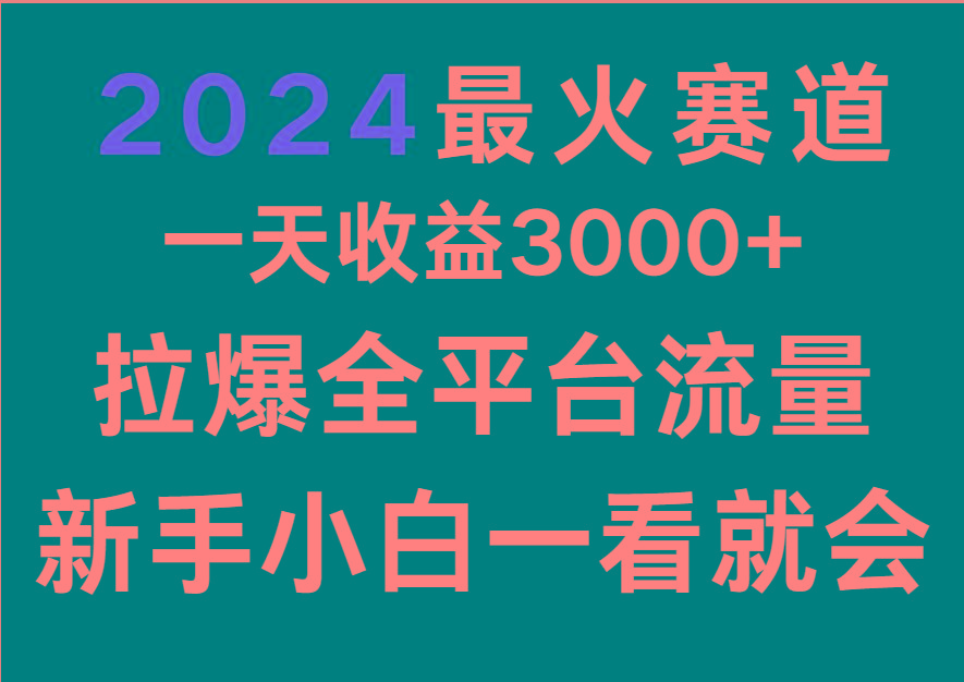 2024最火赛道,一天收一3000+.拉爆全平台流量,新手小白一看就会-冒泡网